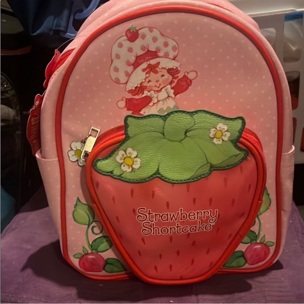 Pink and Green Strawberry Bag with Leaf Design